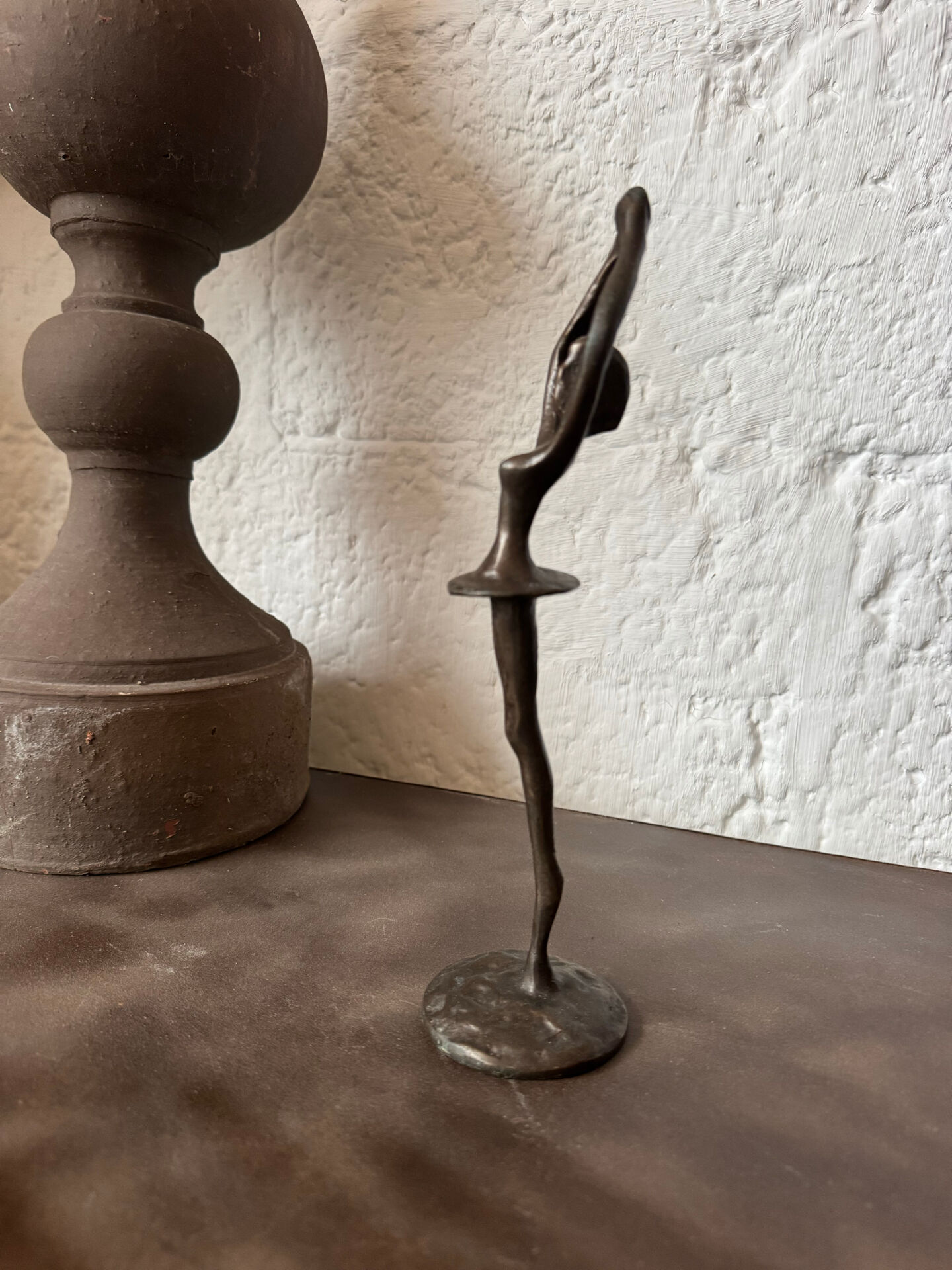Small bronze dancer in 1980s modernist style.
