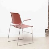 Vintage Matrix design chair by Thomas Tolleson with red armrests