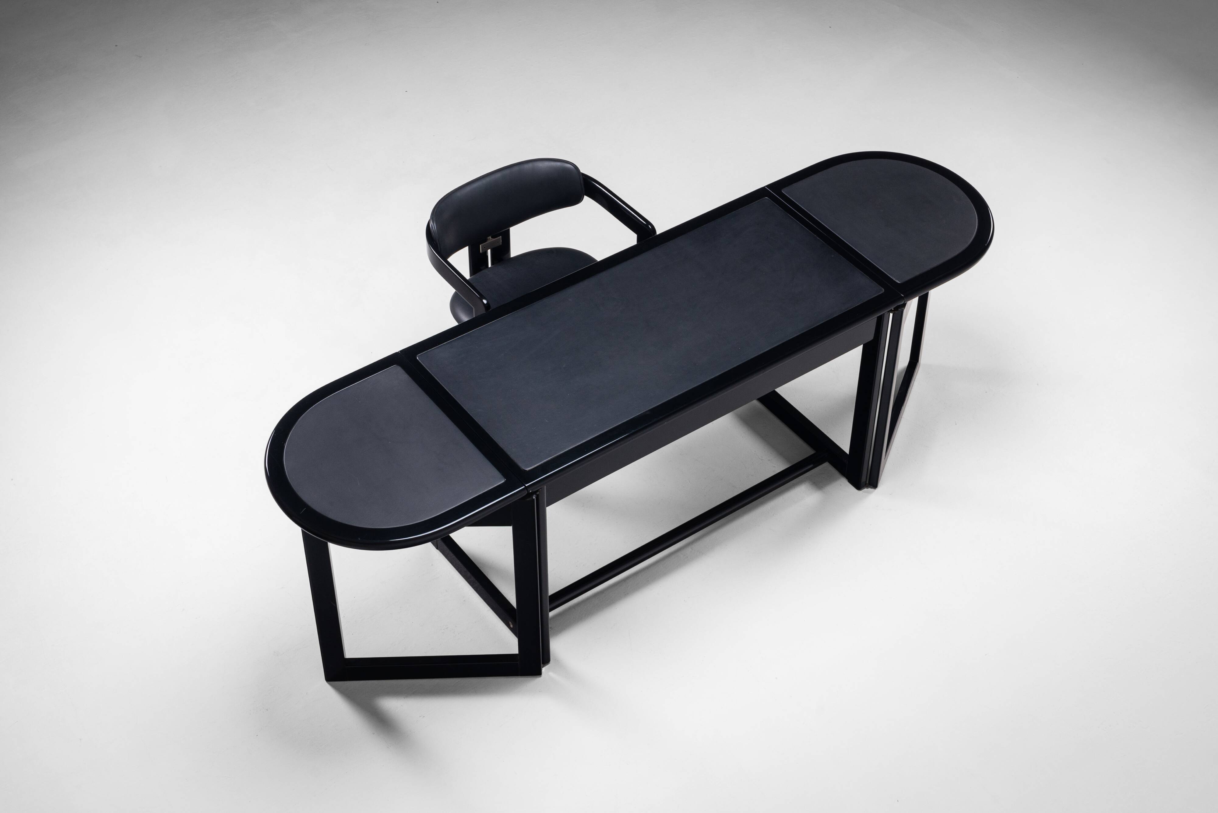 Augusto Savini rare drop leaf desk with Pamplona chair for Pozzi Italy