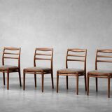 Vintage Mid-Century Danish Modern Elegant Teak & Grey Fabric Chairs, 1960s