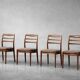 Vintage Mid-Century Danish Modern Elegant Teak & Grey Fabric Chairs, 1960s