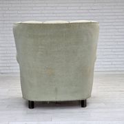 Fauteuil relax danois des années 1970, velours d'ameublement vert clair