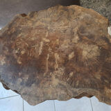 tree trunk table, brutalist, solid oak