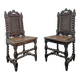Pair of Louis XIII chairs in twisted oak with caning.