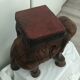Tabouret éléphant en bois sculpté polychromie