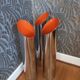 Vintage cylindrical chrome vase from the 1970s.