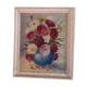 Oil on panel painting still life bouquet of flowers signed Medzelz
