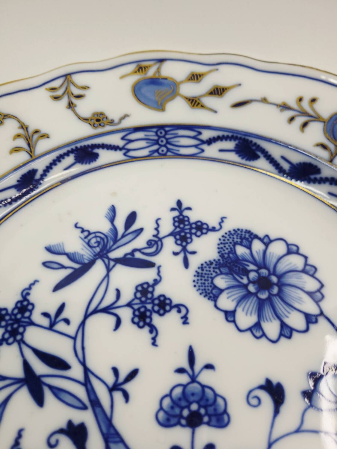 Antique Meissen porcelain plate – blue and gold decoration