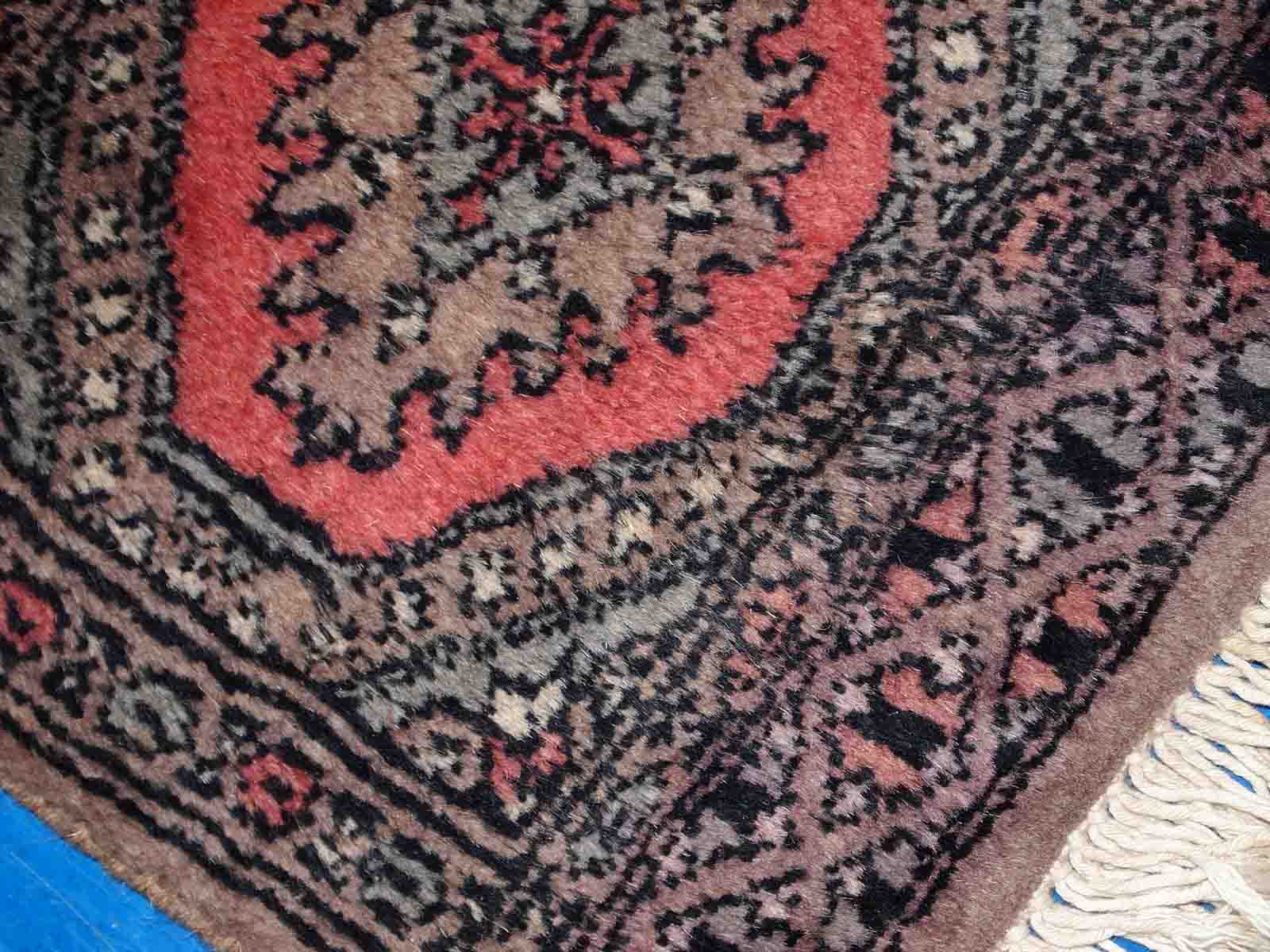Vintage carpet Uzbek Bukhara handmade 31cm x 33cm 1960s, 1C769