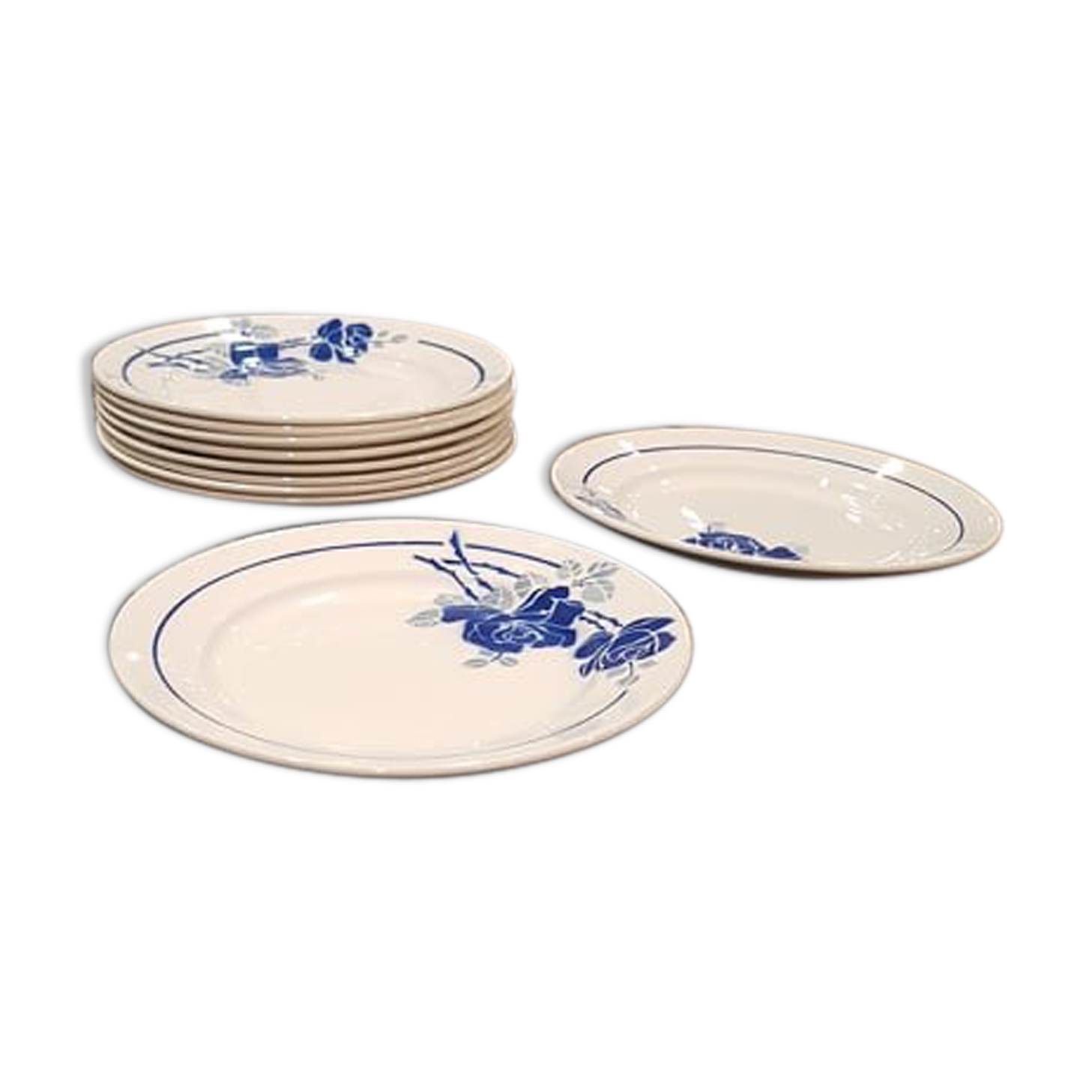 Lot 10 plates Badonviller models Roses