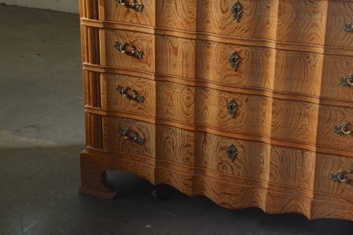 Vintage Mid-century Baroque Style Danish High Boy Brutalist Dresser 1960s