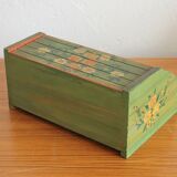 Vintage hand-painted wooden bread box