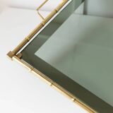 Doré Gold-Plated Bamboo Tray with Smoked Glass Insert – Hollywood Regency, 1960s