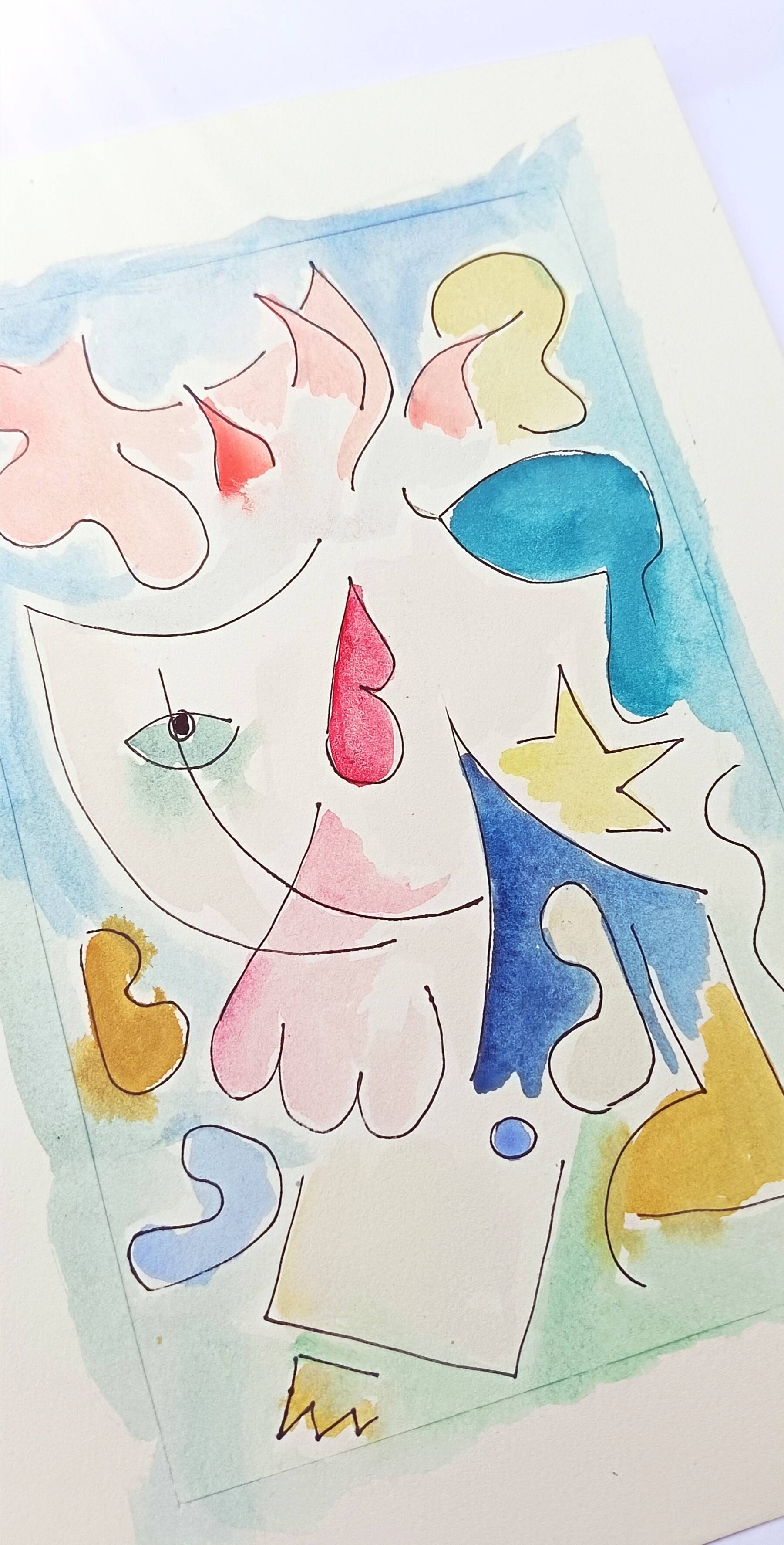 Original abstract painting – poetic composition – 24 x 34 cm