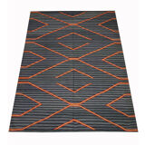 Modern geometric blue kilim rug handwoven flatwoven wool area rug- 122x183cm