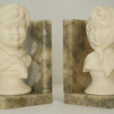 Pair of greenhouses vintage marble and alabaster books Italy