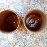 Lot of 2 handmade and signed earthenware glasses