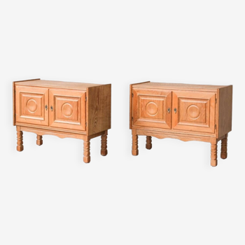 Pair of Mid-Century Oak Danish Bedside Cabinets attr. to Henning Kjaernulf