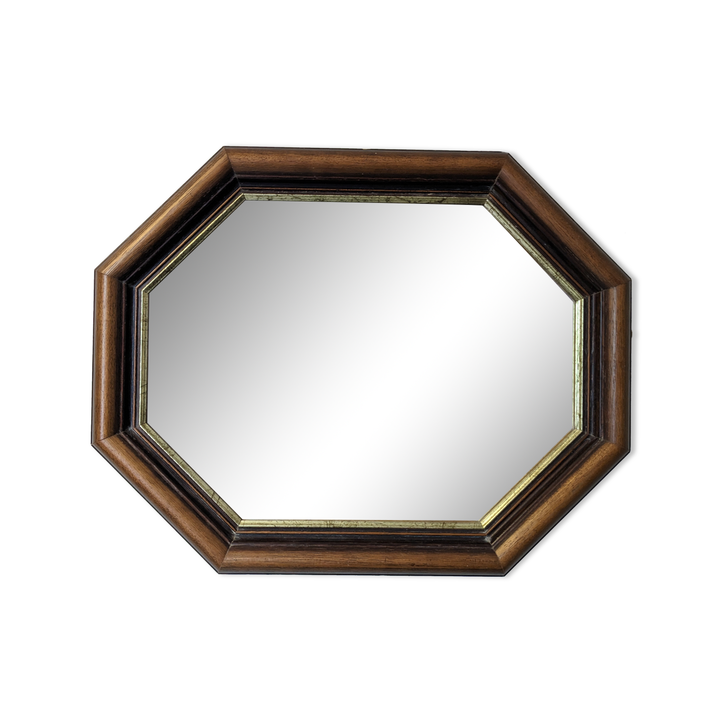 Miroir octogonal biseauté vintage 48 x 38 cm