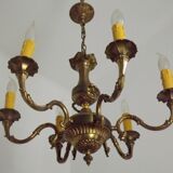 French vintage heavy brass 6 light empire style chandelier