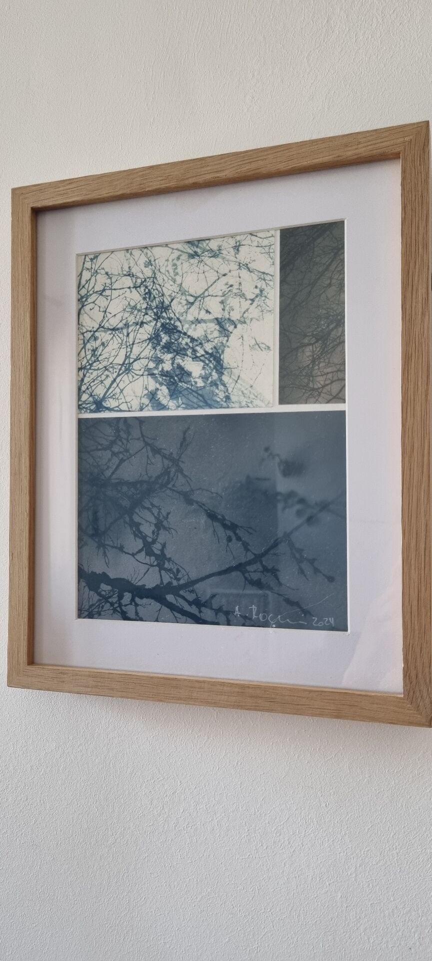 Tableau murale collage cyanotype photographique