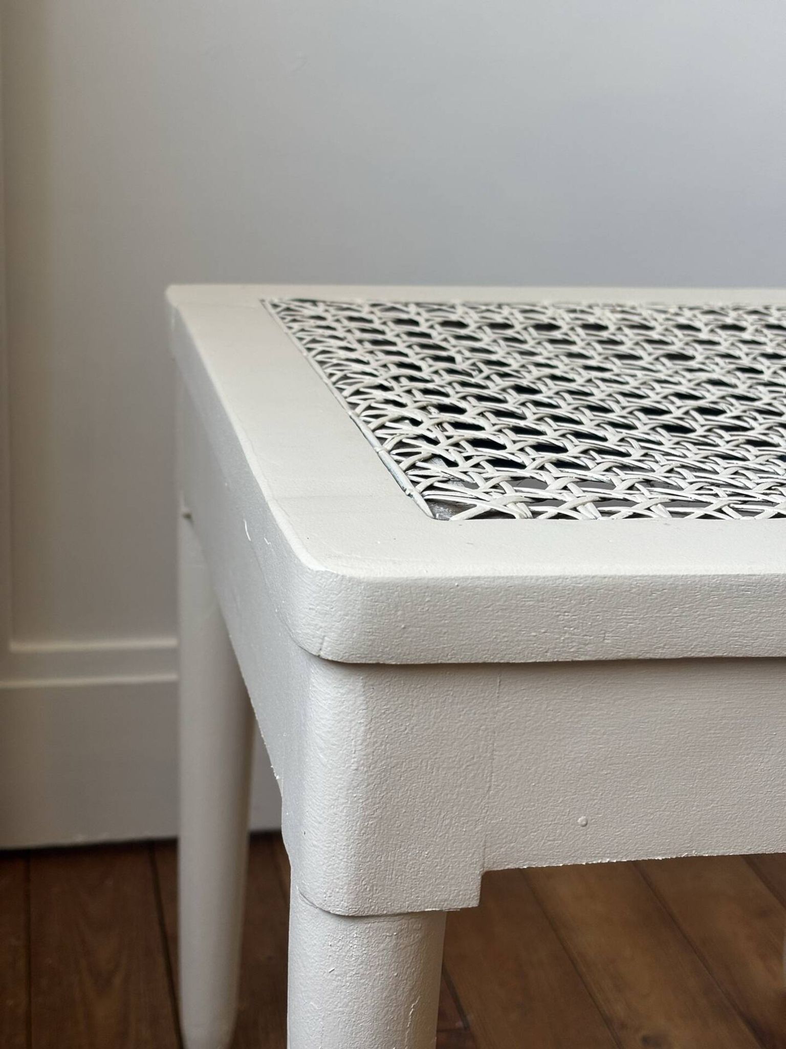 Wood and cane side table