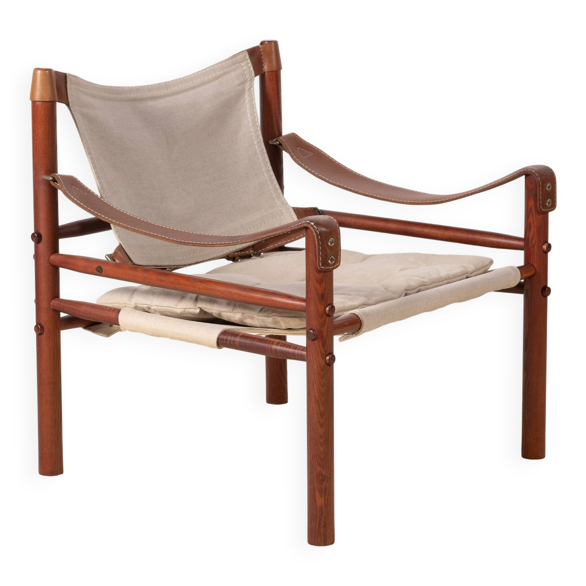 Arne Norell Sirocco Lounge Chair in Ash and Canvas, 1960s Sweden