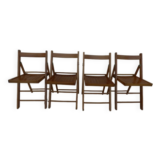 4 varnished wooden chairs Foldable all wood