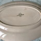 Pale pink oval dish and flowers digoin sarreguemines 30s-40s