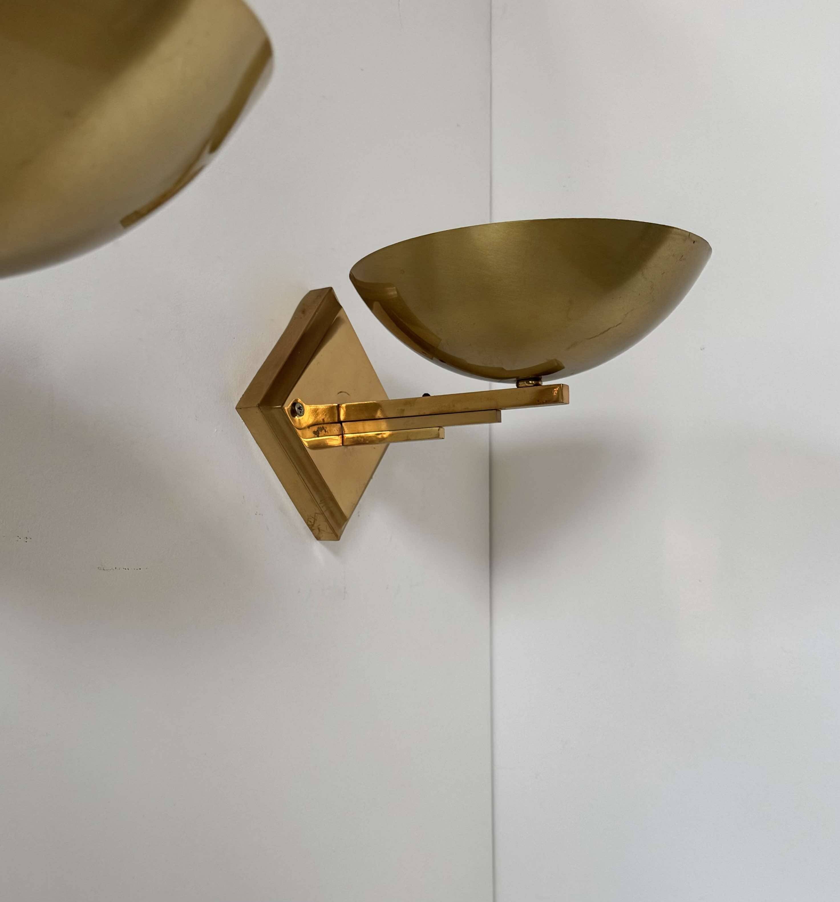 Pair of vintage brass wall lights, France 1970