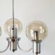 Three-branched chandelier, in chrome and smoked glass globes, Design, 1970