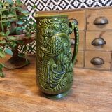 Green Barbotine Pitcher and Mug