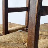 4 wooden and straw country chairs