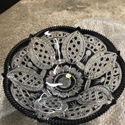 Hand-engraved black and white bohemian crystal fruit cup