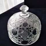 Ancienne cloche à fromage en verre pressé moulé