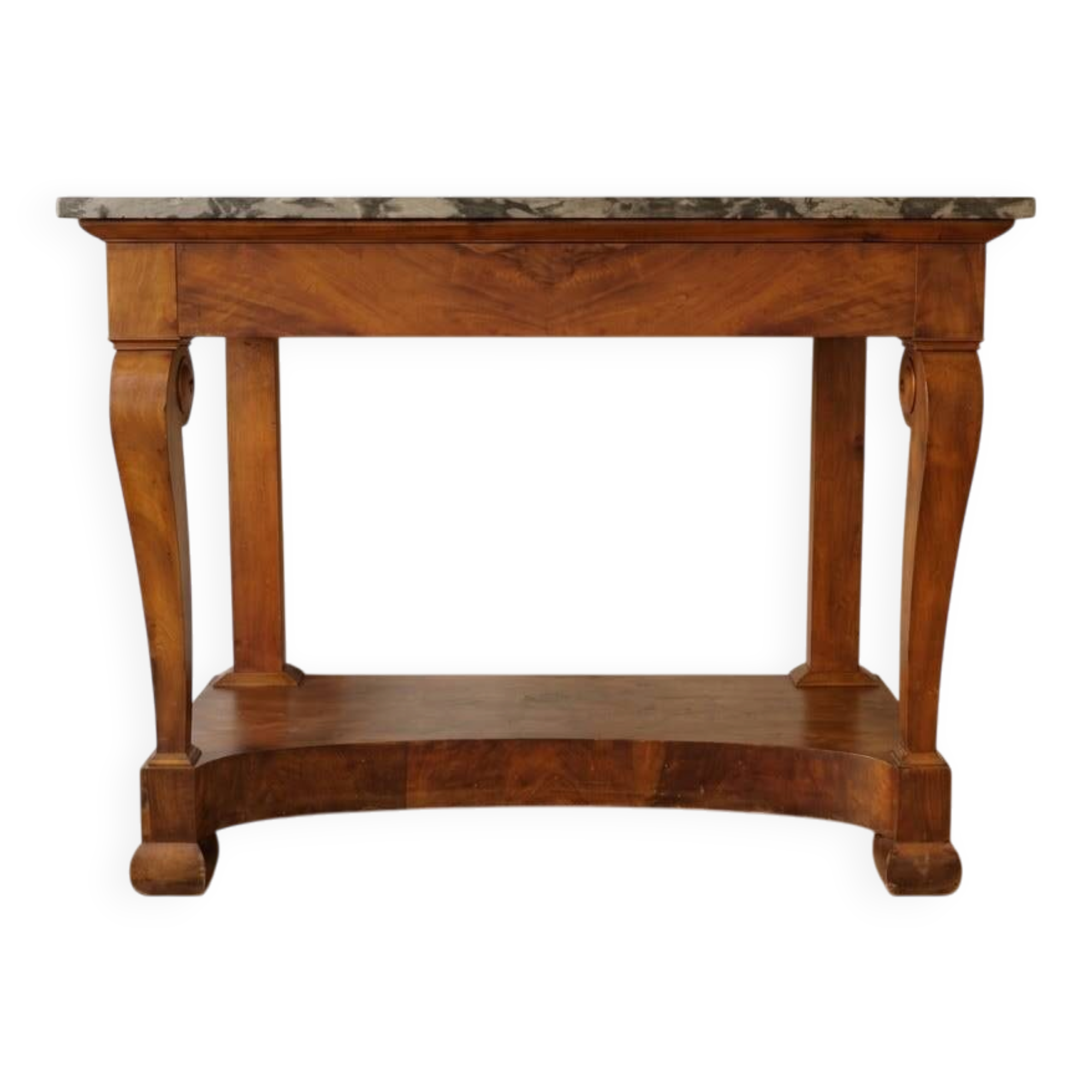 Console ancienne style Empire en acajou et plateau marbre