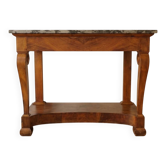 Console ancienne style Empire en acajou et plateau marbre