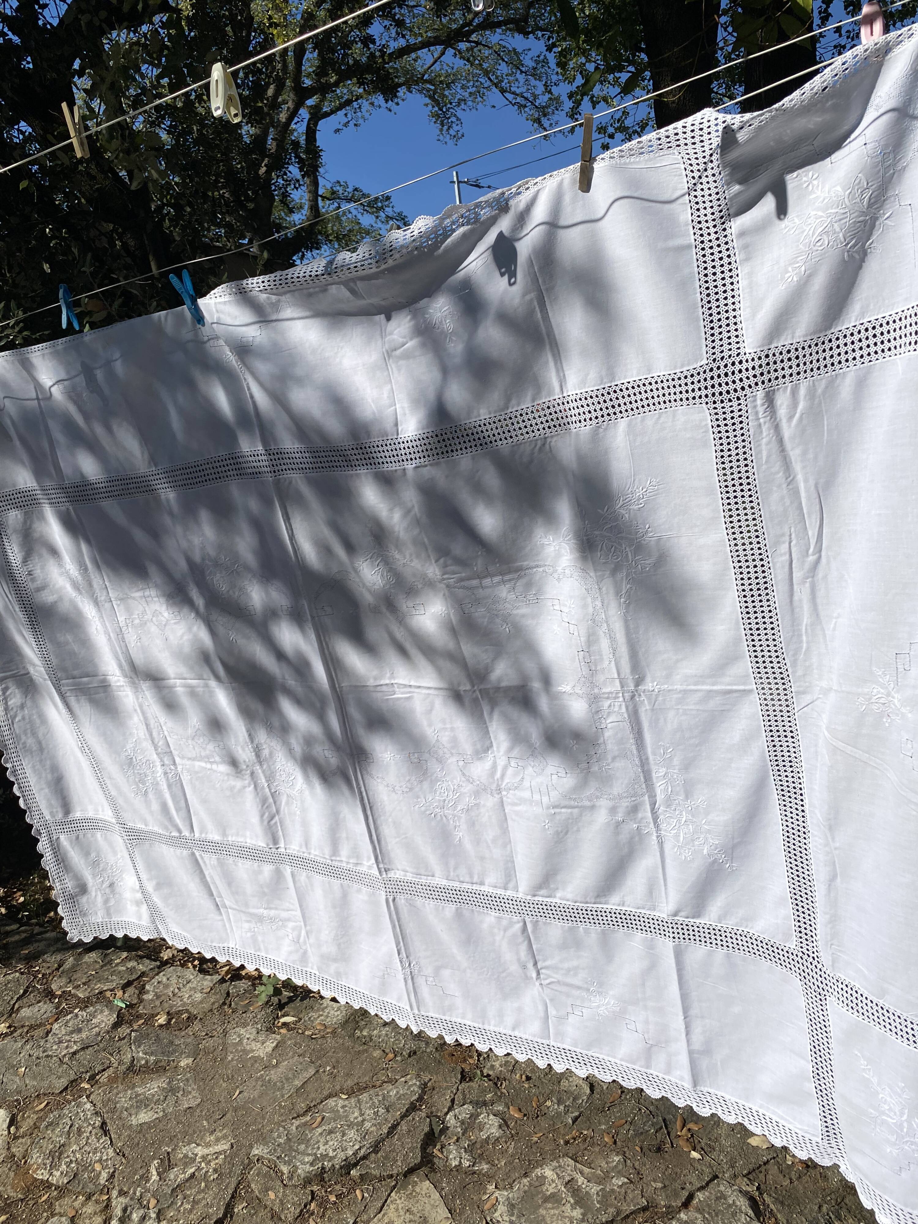 Handmade cotton embroidery tablecloth