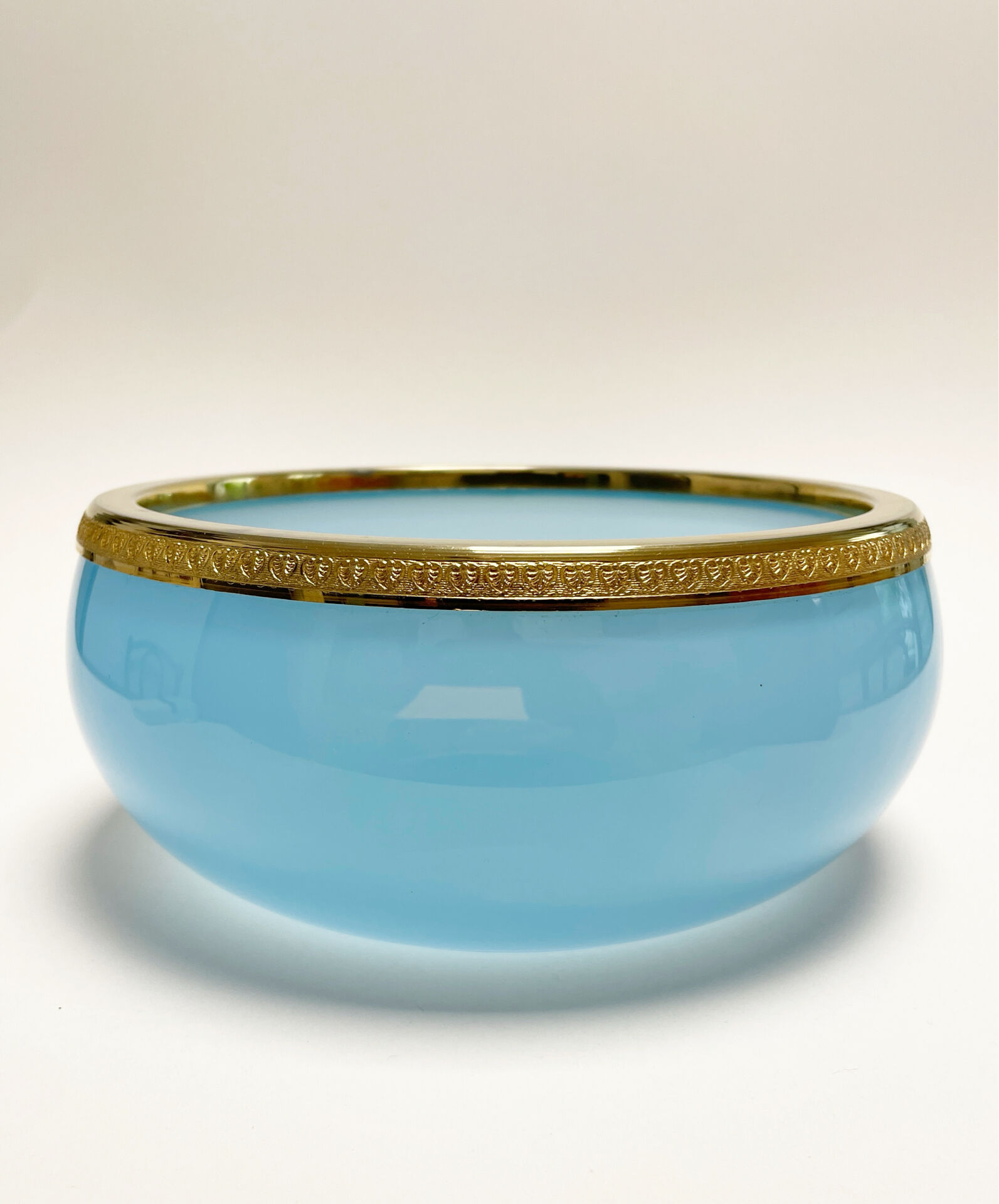 Sky blue opaline glass bowl