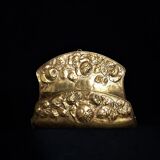 Art nouveau brass wall magazine rack with rose decoration