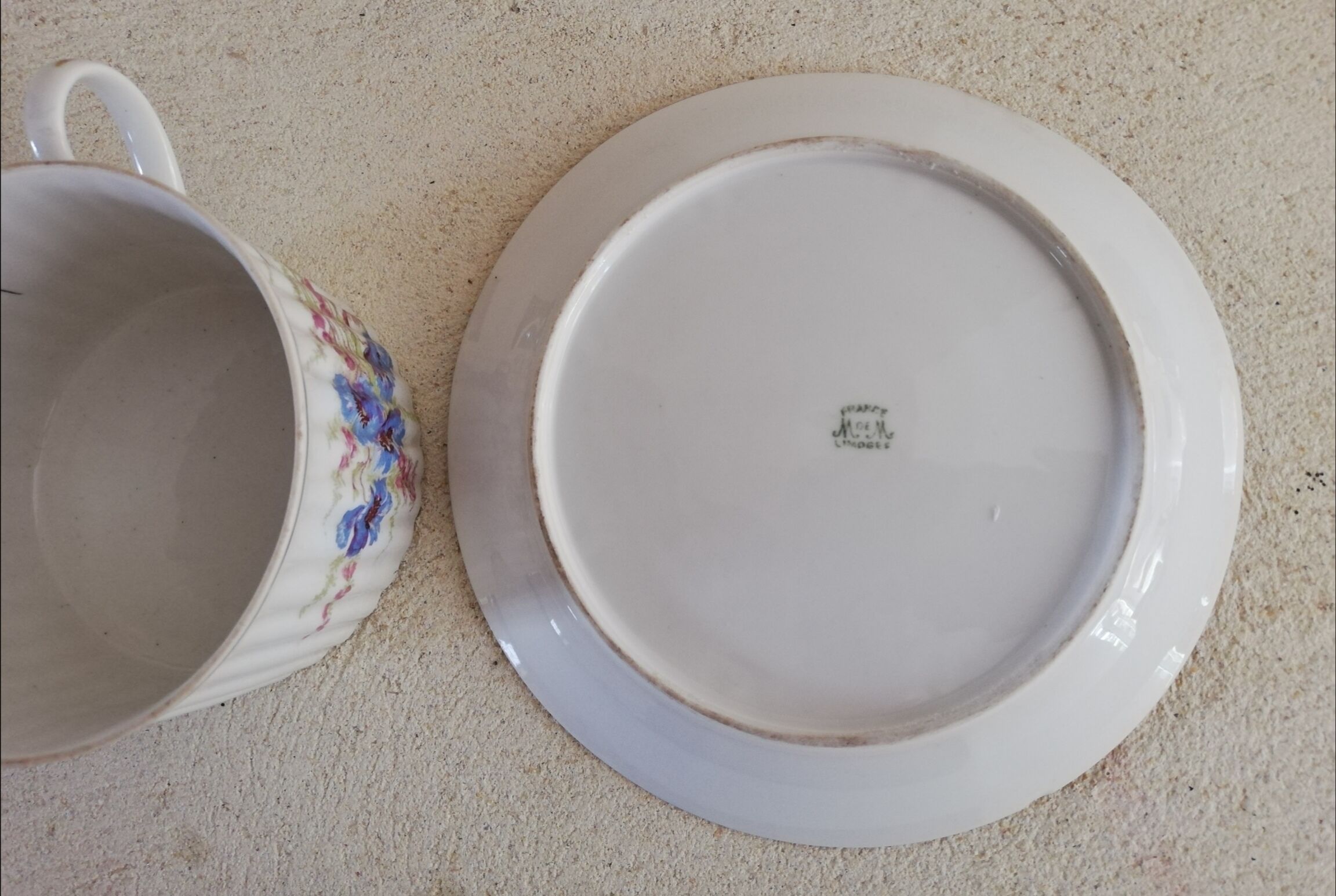 Limoges porcelain chocolate cup and saucer