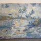 Blue landscape, riverbank, oil on canvas signed 1970