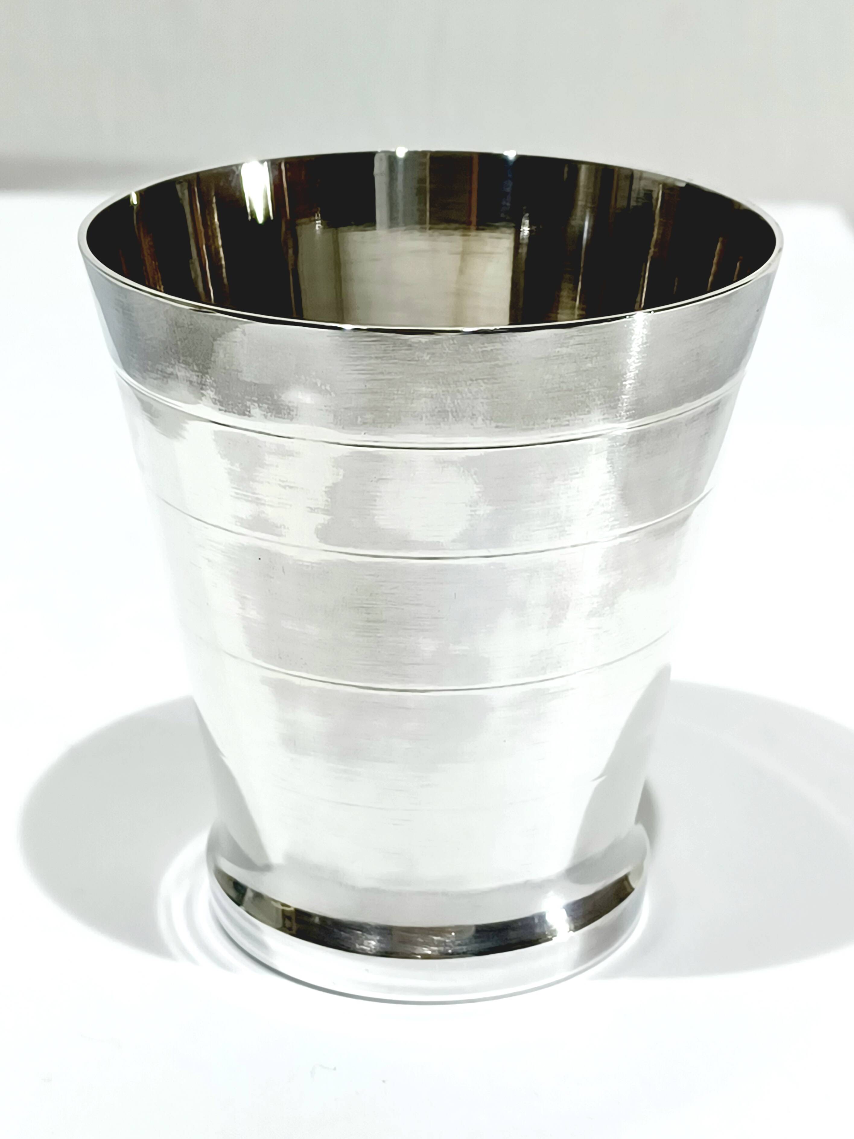 Art Deco silver cup with grooves