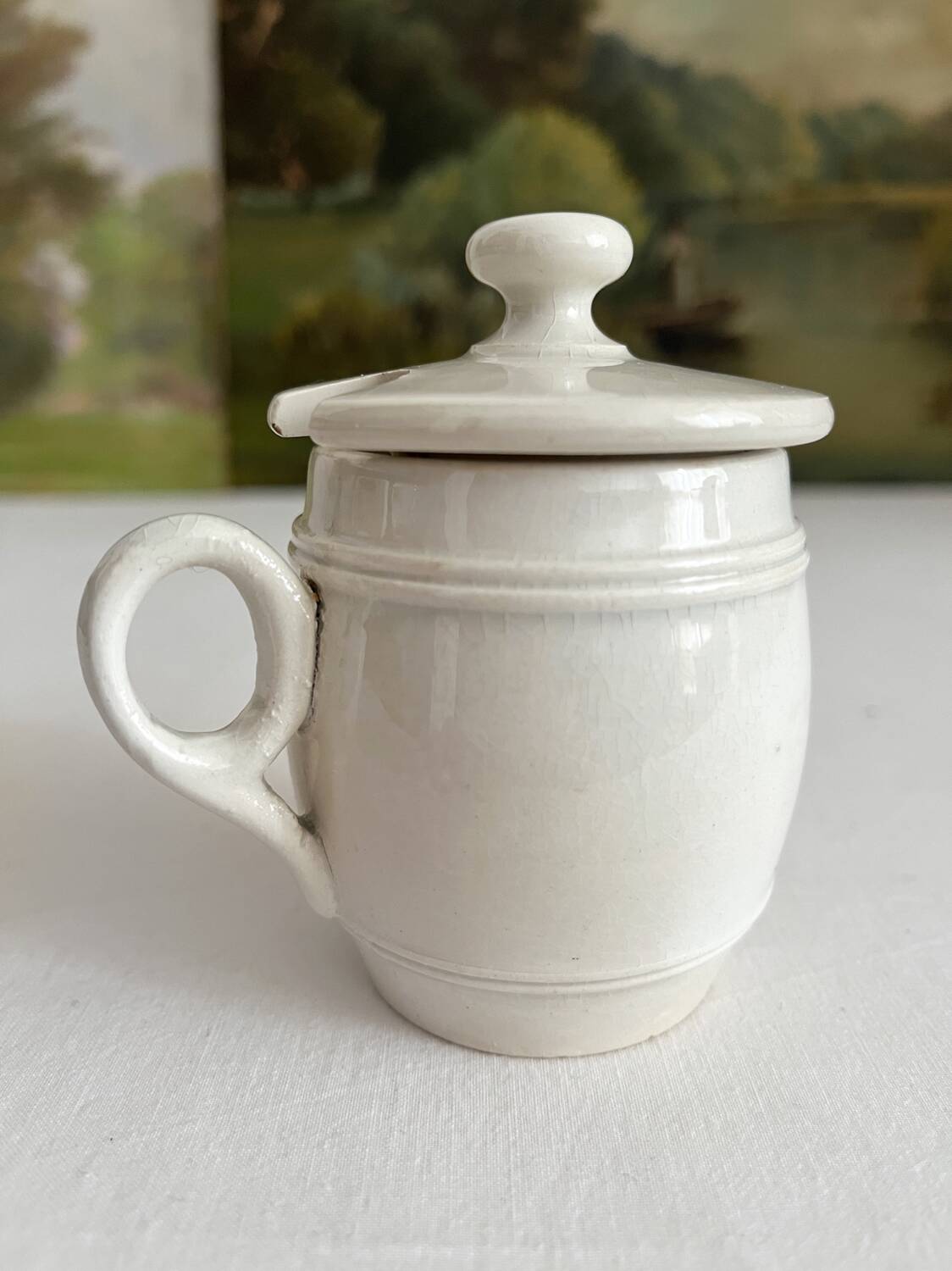 Antique ironstone mustard pot KG Lunéville