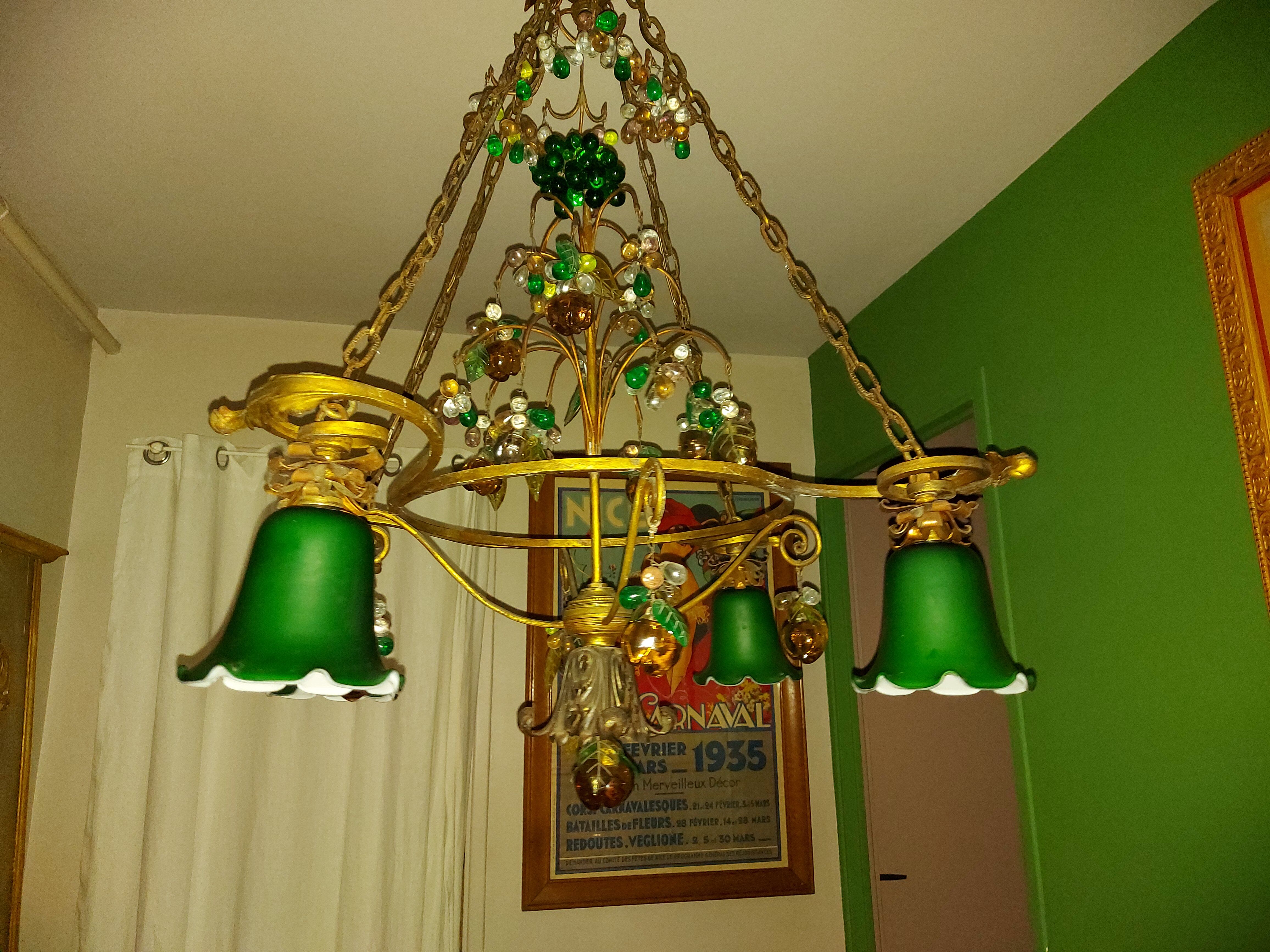 Very large art nouveau chandelier Murano (1 meter)