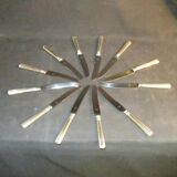 Set of 12 dessert knives stainless blades Adrien Bergeon goldsmith