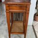 Occasional table in cherry wood, 1 drawer, 1 cane shelf, 1950.