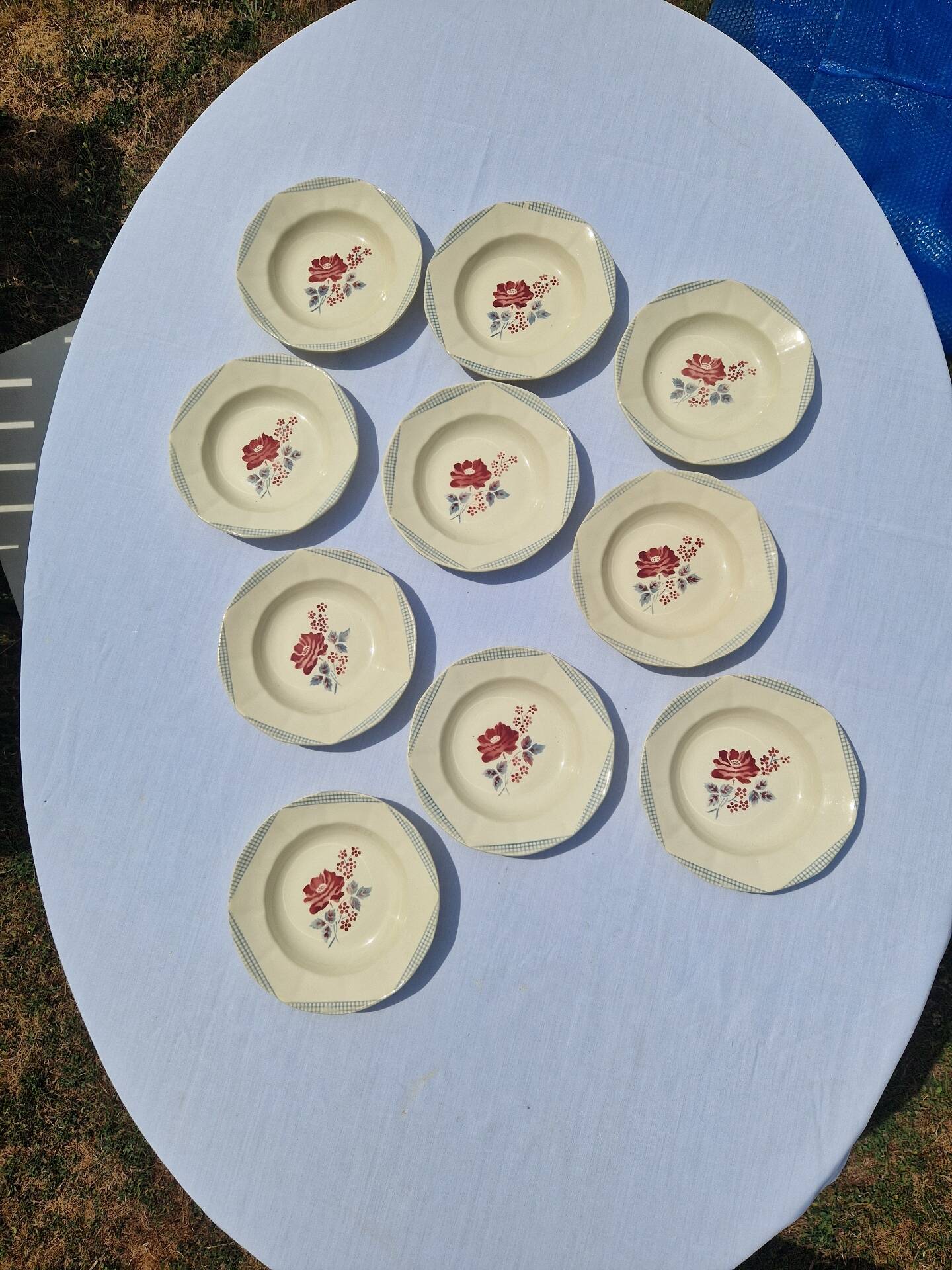 Set of 10 Deep Plates Model Josiane Sarreguemines Manufacture