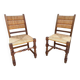 Pair of straw and solid oak chairs