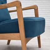 Fauteuil danois des années 1970 par Fritz Hansen, en laine de mobilier, bois de hêtre.